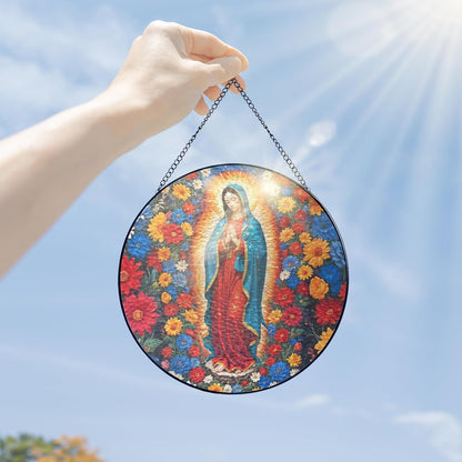 FLAGWIX Christmas Christian Gifts for Women - Virgen De Guadalupe Stained Glass Window Hanging 10