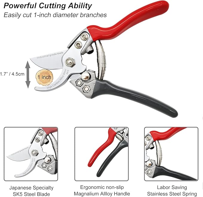 TONMA Pruning Shears [Made in Japan] Professional 7.5 Inch Premium Plant Garden Scissors Secateurs