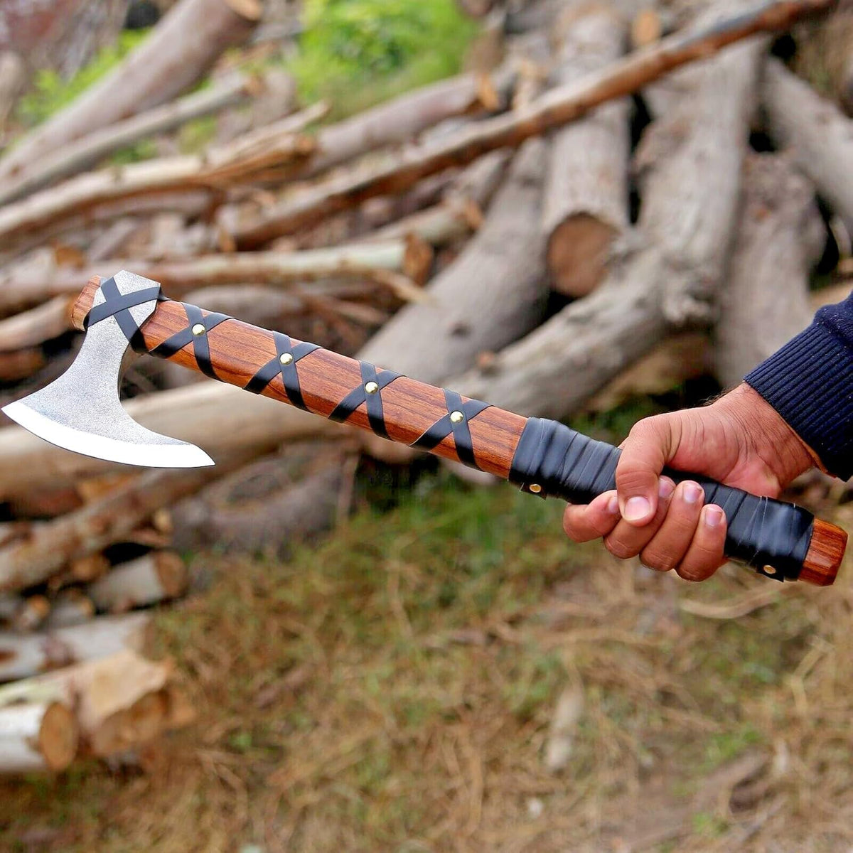 Viking Axe of Ragnar Lothbrok Hunting Axe with Rosewood Handle - Hand-Forged High Carbon Steel