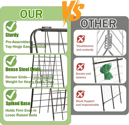 Heavy Duty 50"x17" Adjustable A-Frame Trellis for Climbing Plants – Rust-Proof Metal Garden Trellis
