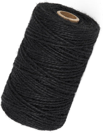 2mm 328 Feet Black Natural Jute Twine, for Crafts Gift, Craft Projects, Wrapping, Bundling