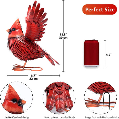 Nacome Cardinal Garden Decor Metal Yard: Art Outdoor Sculptures & Statues Large Red Bird Ornaments