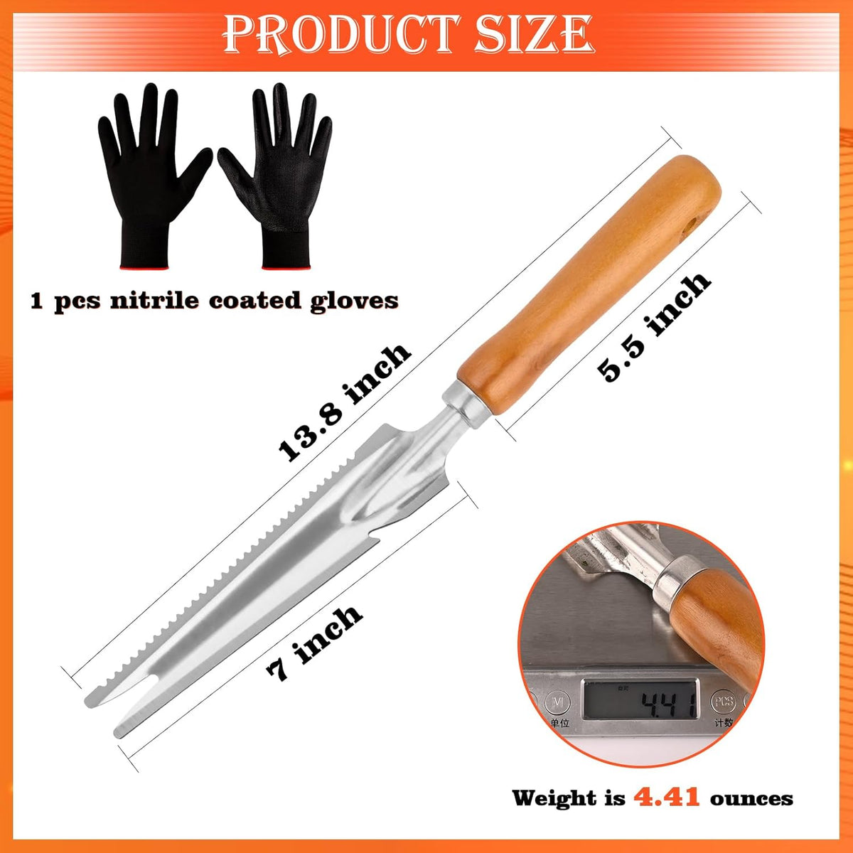 5-in-1 Stainless Steel Hand Weeder Puller Tool & Dandelion Fork Knife - Hand Weed Removal Tool for