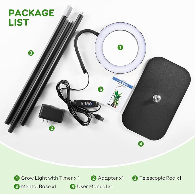 One Head Grow Lights for Indoor Plant Full Spectrum, Plant Lights for Indoor Growing with 3/9/12