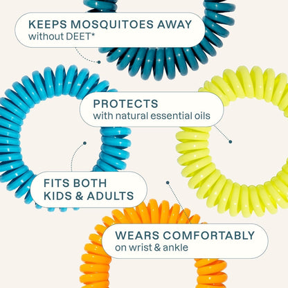 Cliganic Mosquito Repellent Bracelet Stickers Pack for Kids & Adults Multi Color, Natural