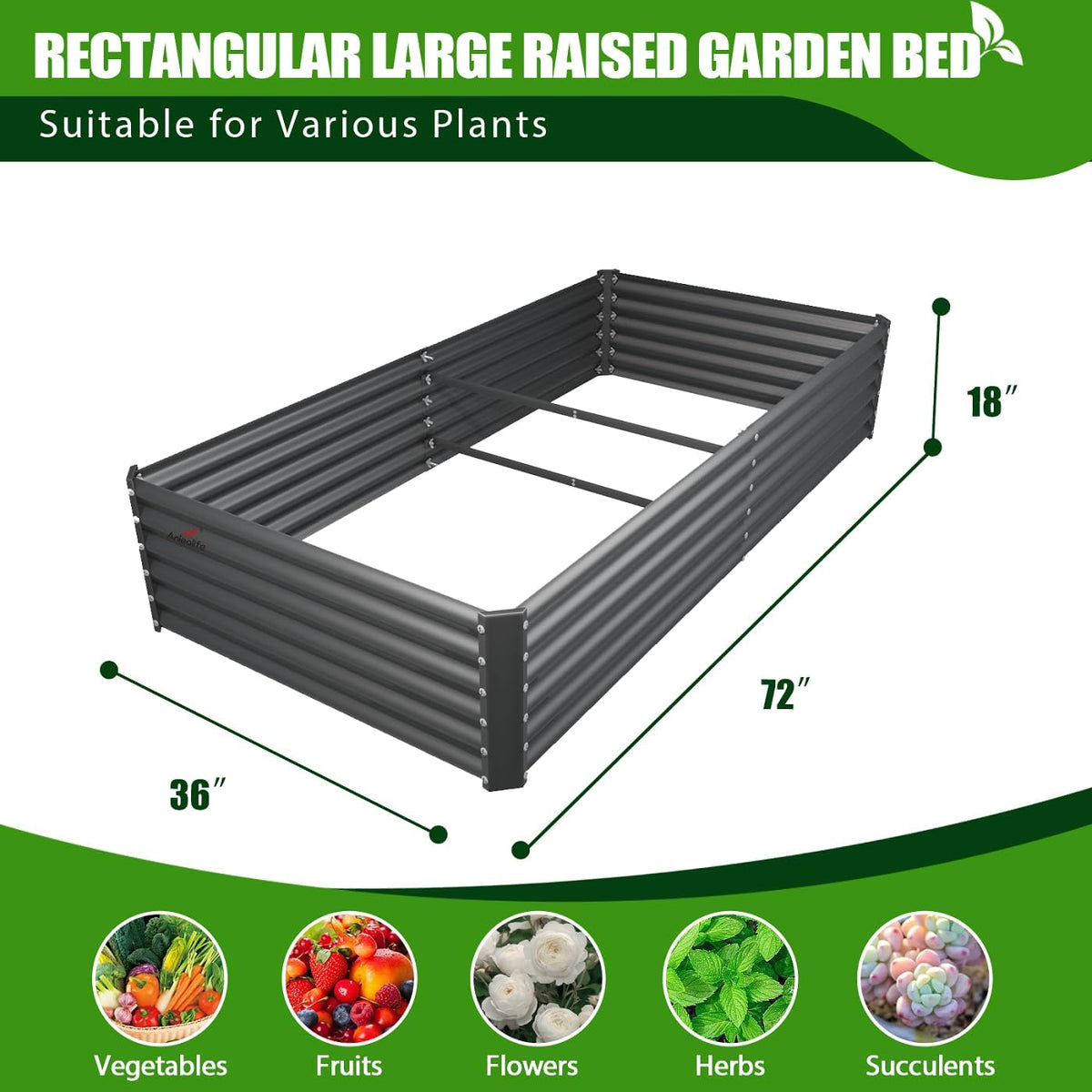 A ANLEOLIFE 8-Pack 6X3X1.5ft & 74x74x18 in Deep Root Galvanized Raised Garden Beds Outdoor for