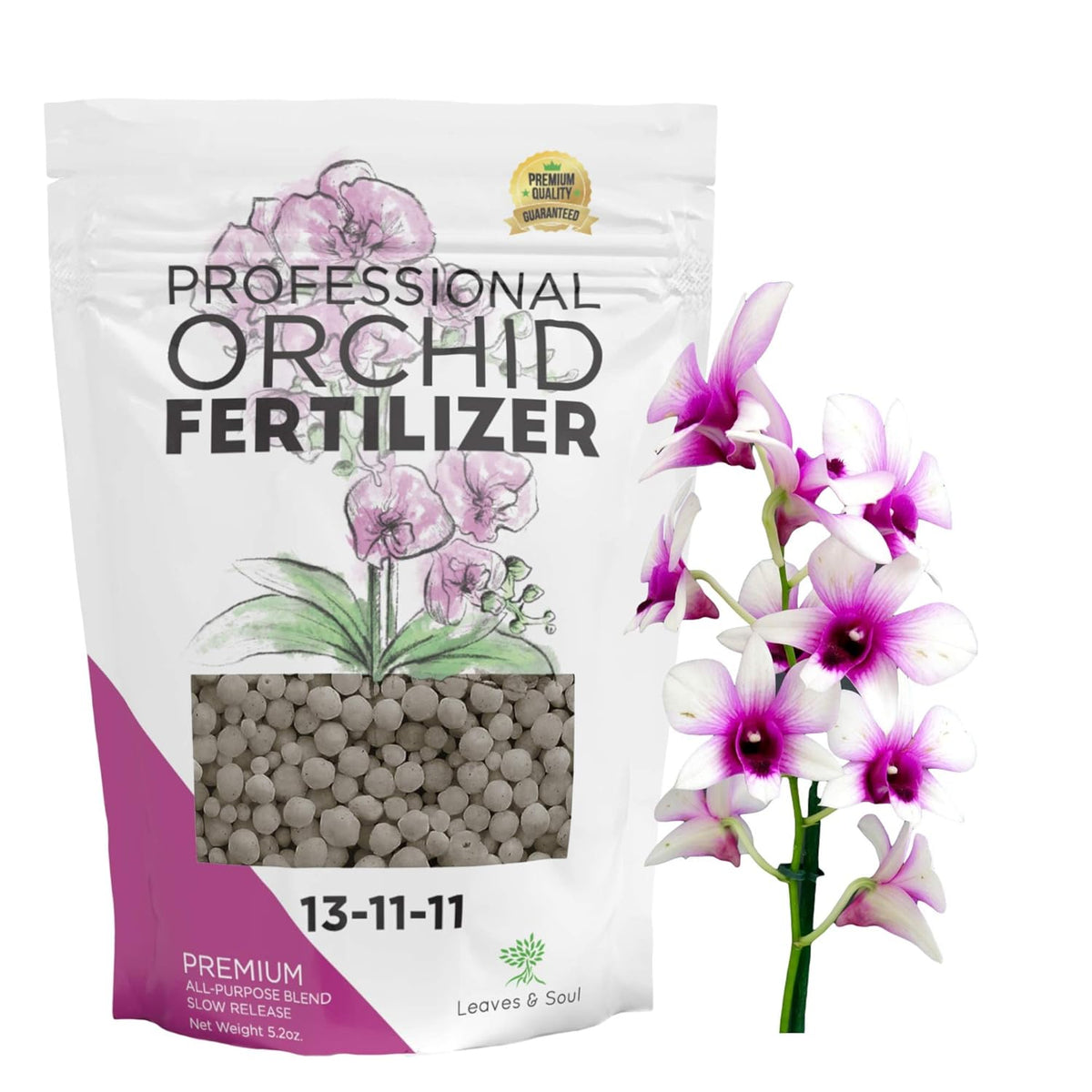 Leaves and Soul Orchid Fertilizer Pellets |13-11-11 Slow Release Pellets for Seedlings and Mature