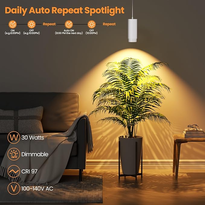 Remote Control Hanging Grow Lights for Indoor Plants, 30W Hanging Plant Light with Auto On/Off