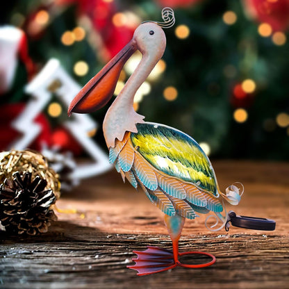 HONGLAND Solar Metal Pelican Statues Garden Sculpture & Statues, Glass Outdoor Pelican Yard Art