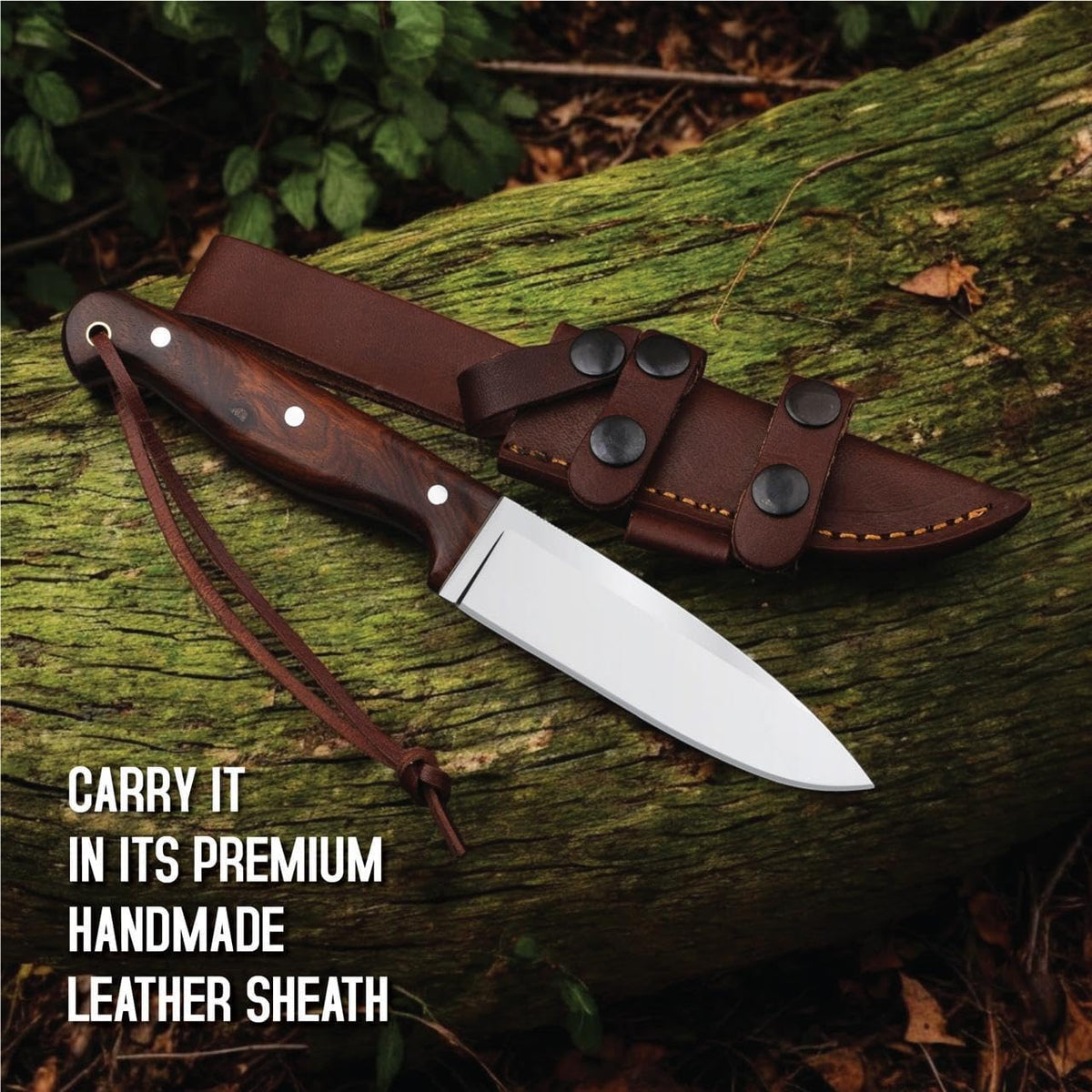 H & H BLADES Handmade D2 Steel Skinning Knife With Leather Sheath-10 Fixed Blade Hunting Knife Best
