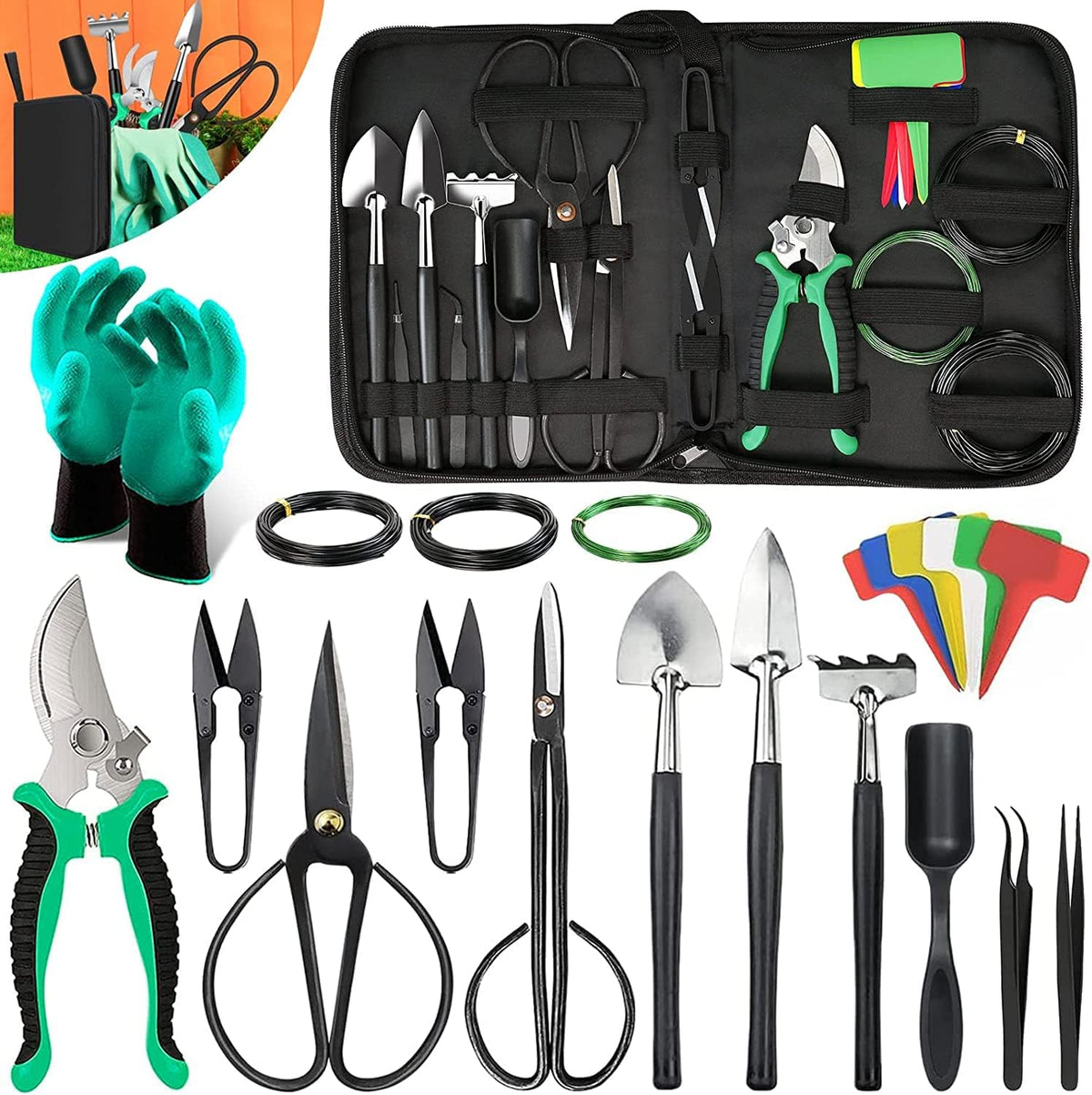 Bonsai Tools Kit- 24 PCS Bonsai Tree Kit Tools for Beginners, Bonsai Tool Set Bonsai Starter