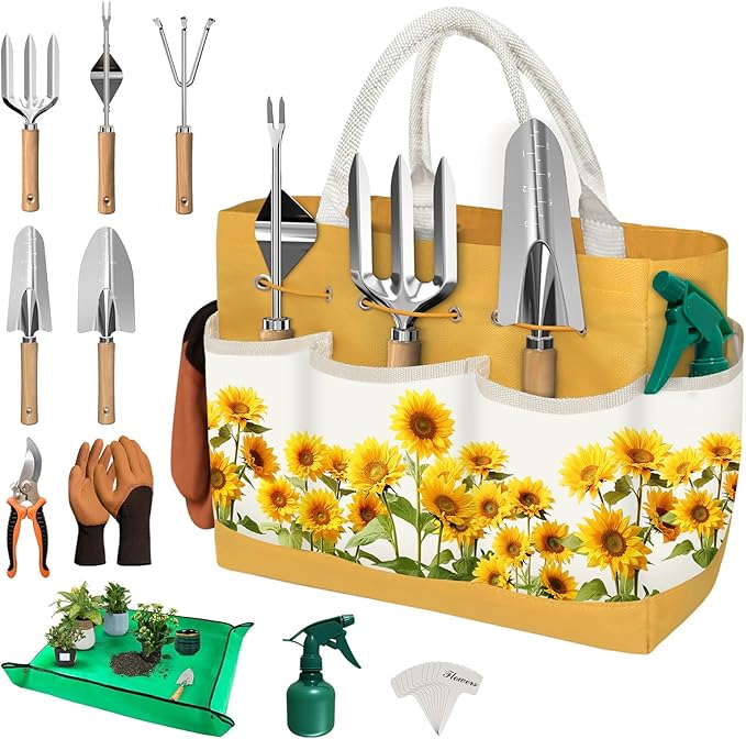 22Pcs Gardening Tools Set for Women Heavy Duty Garden Hand Tool Kit Gifts for Mom Beginner Gardener