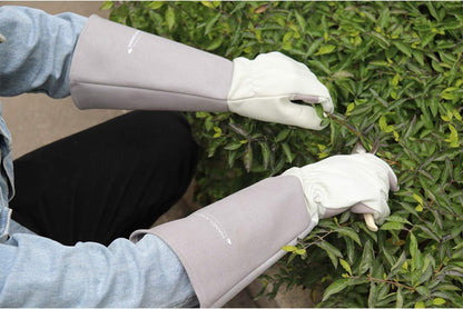 HANDLANDY Long Gardening Gloves for Men & Women, Thorn Proof Rose Pruning Gloves Leather Gauntlets