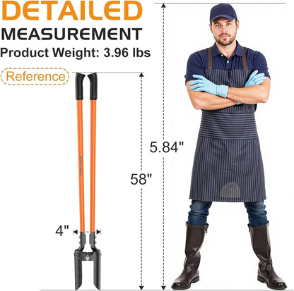 Post Hole Digger, Heavy Duty Post Hole Digger with Fiberglass Handle, Carbon Steel Blades, Manual