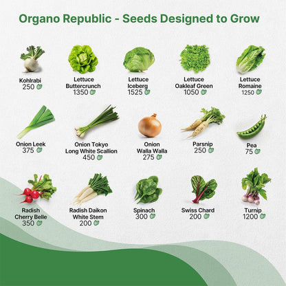 Organo Republic 30 Most Popular Winter Vegetable Garden Seeds Variety Pack- Outdoors/Indoor 33,200+