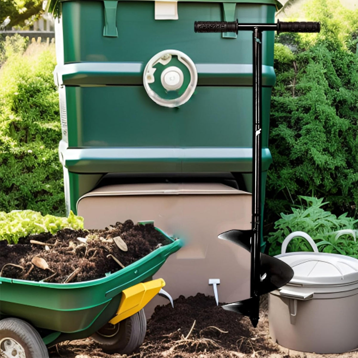 Compost Turner Aerator,Compost Stirrer Tool for Outdoor Composting Manual Compost Bin Aerator