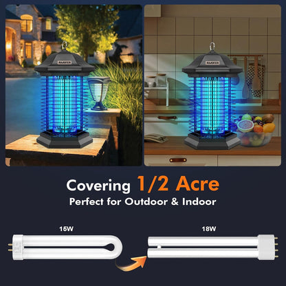 Bug Zapper Outdoor Indoor, 18W Power & 4400V Instant Grid Mosquito Repellent, Insect Control