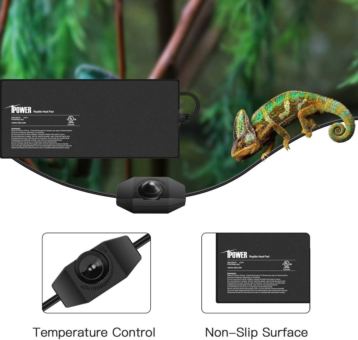 iPower 8 by 18-Inch Reptile Heat Mat with Temperature Adjustable Controller Knob, LCD Digital