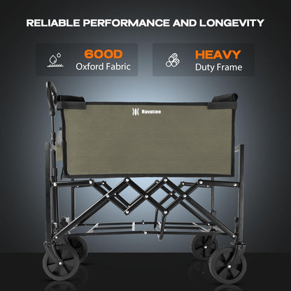 Navatiee Portable Foldable Collapsible Wagon with Wheels, 220lbs Weight Capacity Utility Grocery