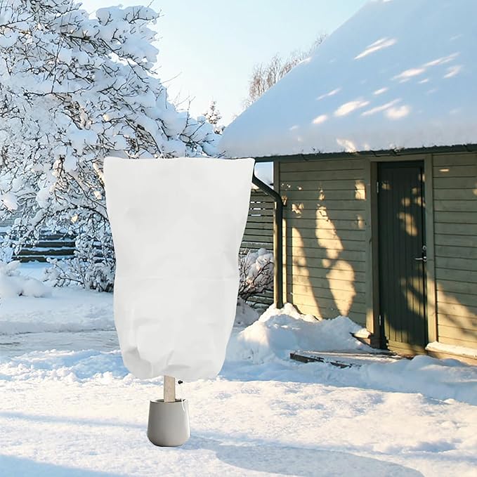 6 PCS Plant Covers Freeze Protection, 47.2"x31.5" Frost Blankets with Zipper Drawstring Reusable