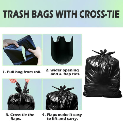 30-33 Gallon 1.1 Mil Heavy Duty Trash Bags 60 Count with 4 Innovative Flap Ties | Compatible with