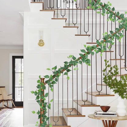 Dremisland 4 Strands Artificial Scindaps Vines Garland 6.7ft Fake Vines Ivy Garland Silk Green