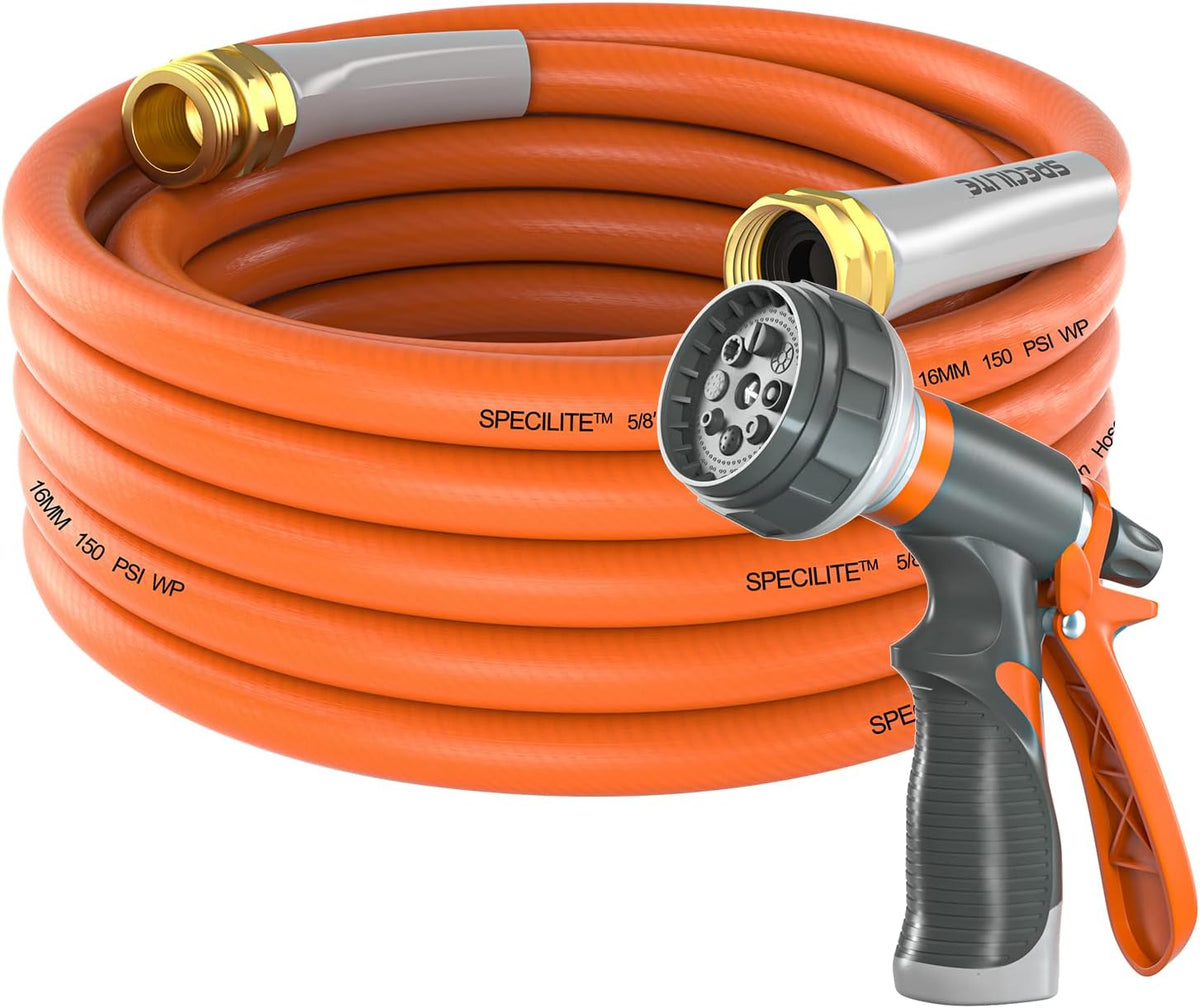 SPECILITE Garden Water Hose 25 ft x 5/8 in Heavy Duty, Flexible and Lightweight, Burst 600 psi
