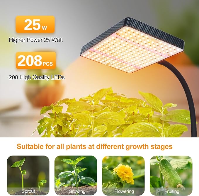 FECiDA Grow Lights with Stand and Timer, Tripod Standing Grow Lights for Indoor Plants, 208PCS LEDs
