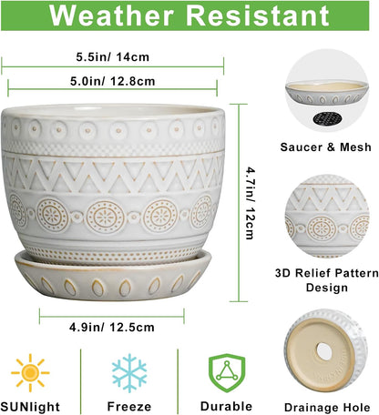 G EPGardening Ceramic Planters for Indoor Plants - 5 Inch Plant Pot for Outdoor Plants Succulent
