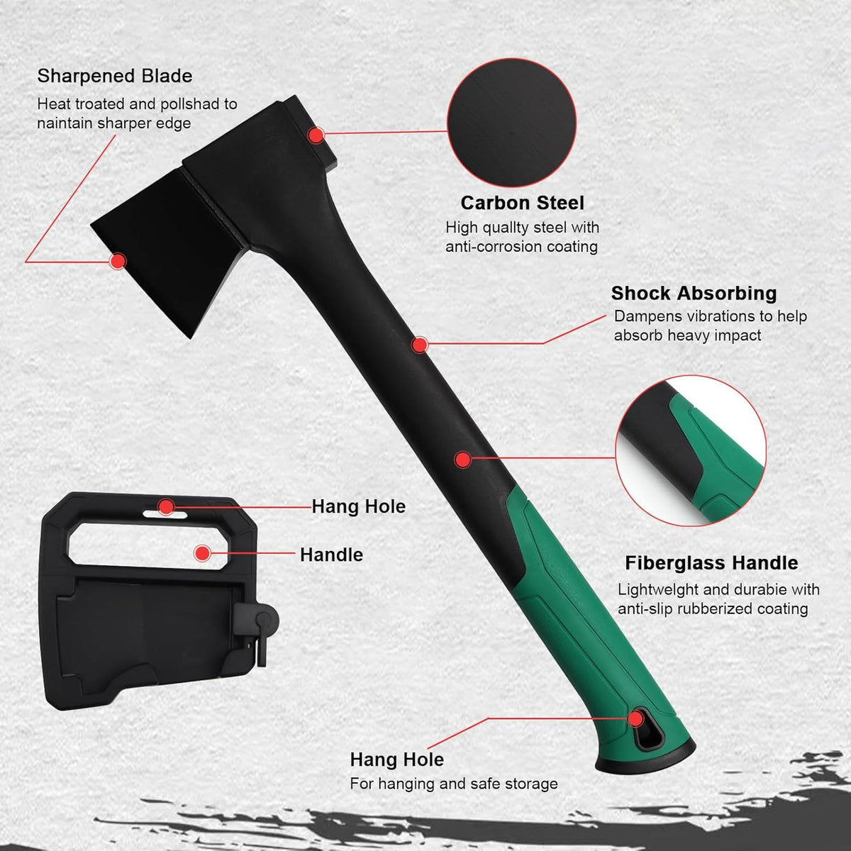 Camping Hatchet 17.6 Inch,Survival Hatchet Tactical for Wood Chopping and Kindling,Hatchet Axewith
