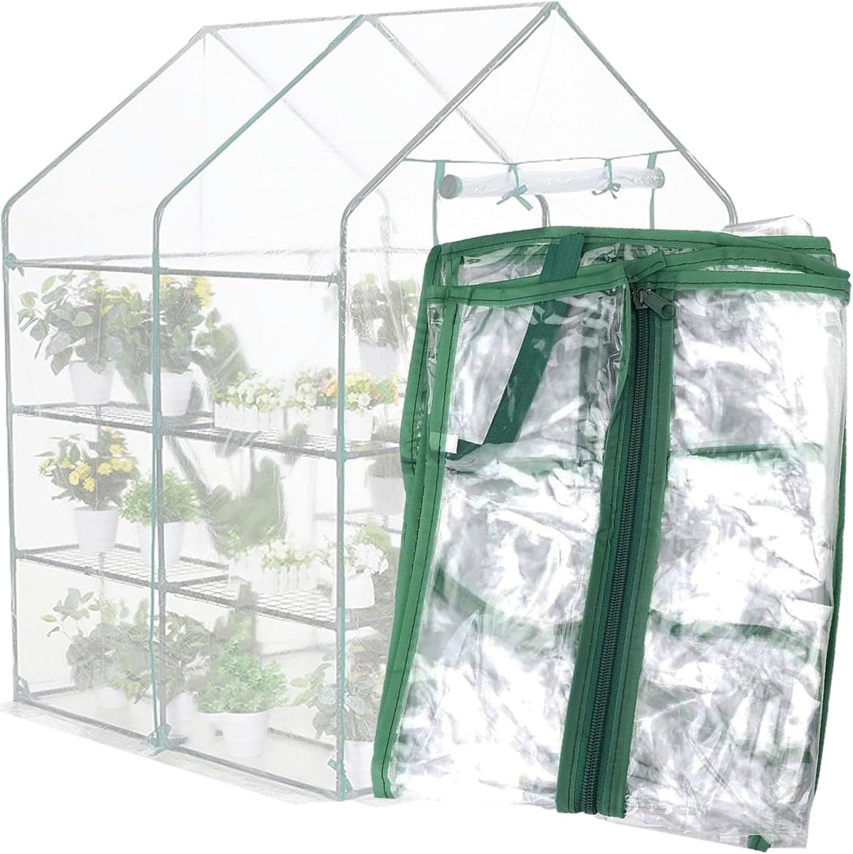 Greenhouse Cover Replacement, 56×56×76 Inches PE Walk-in Greenhouse Cover for Gardening Plants