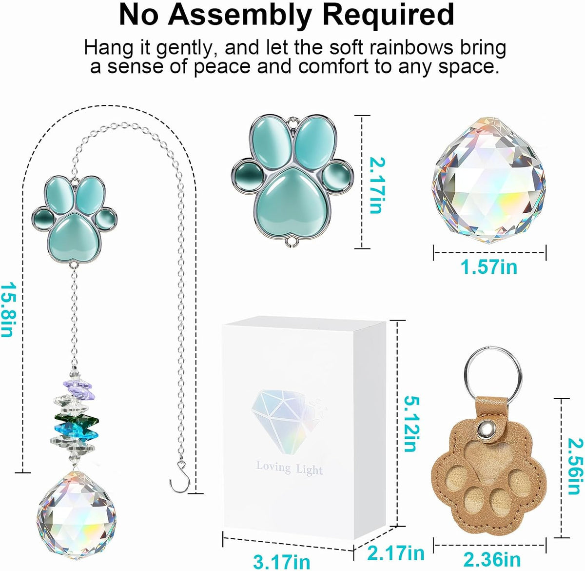 Pet Memorial Gifts for Loss of Dog or Cat, AVIMO Crystal Suncatcher with Rainbow Light Effect and
