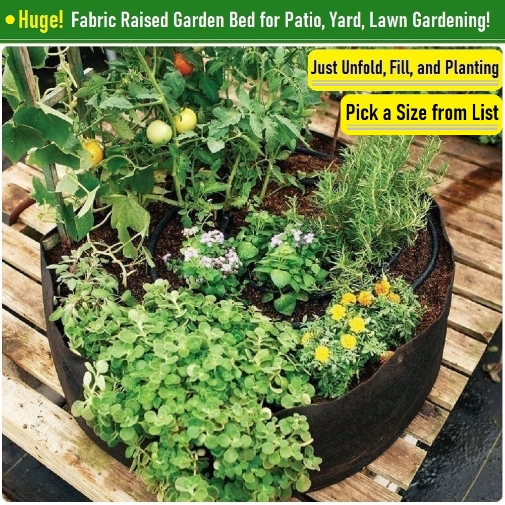 300 Gallon Large Raised Garden Bed Bag (60x24 inch) Big Garden Bag Sturdy Plant Grow Bag for
