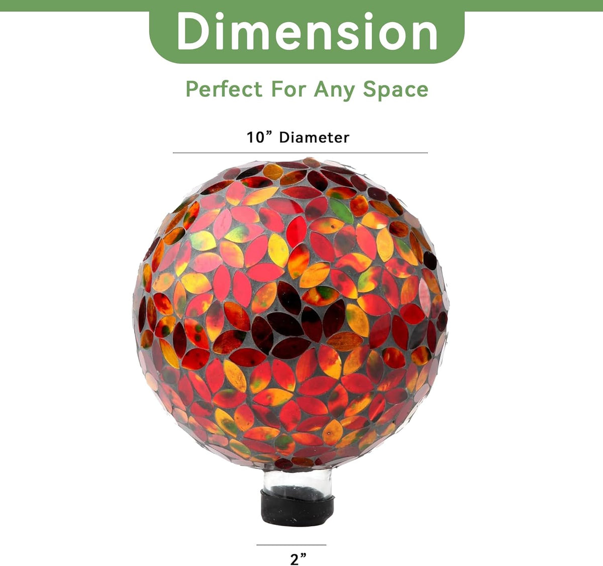 Lily's Home Colorful Mosaic Glass Gazing Ball, Designed with a Stunning Holographic Petal Mosaic