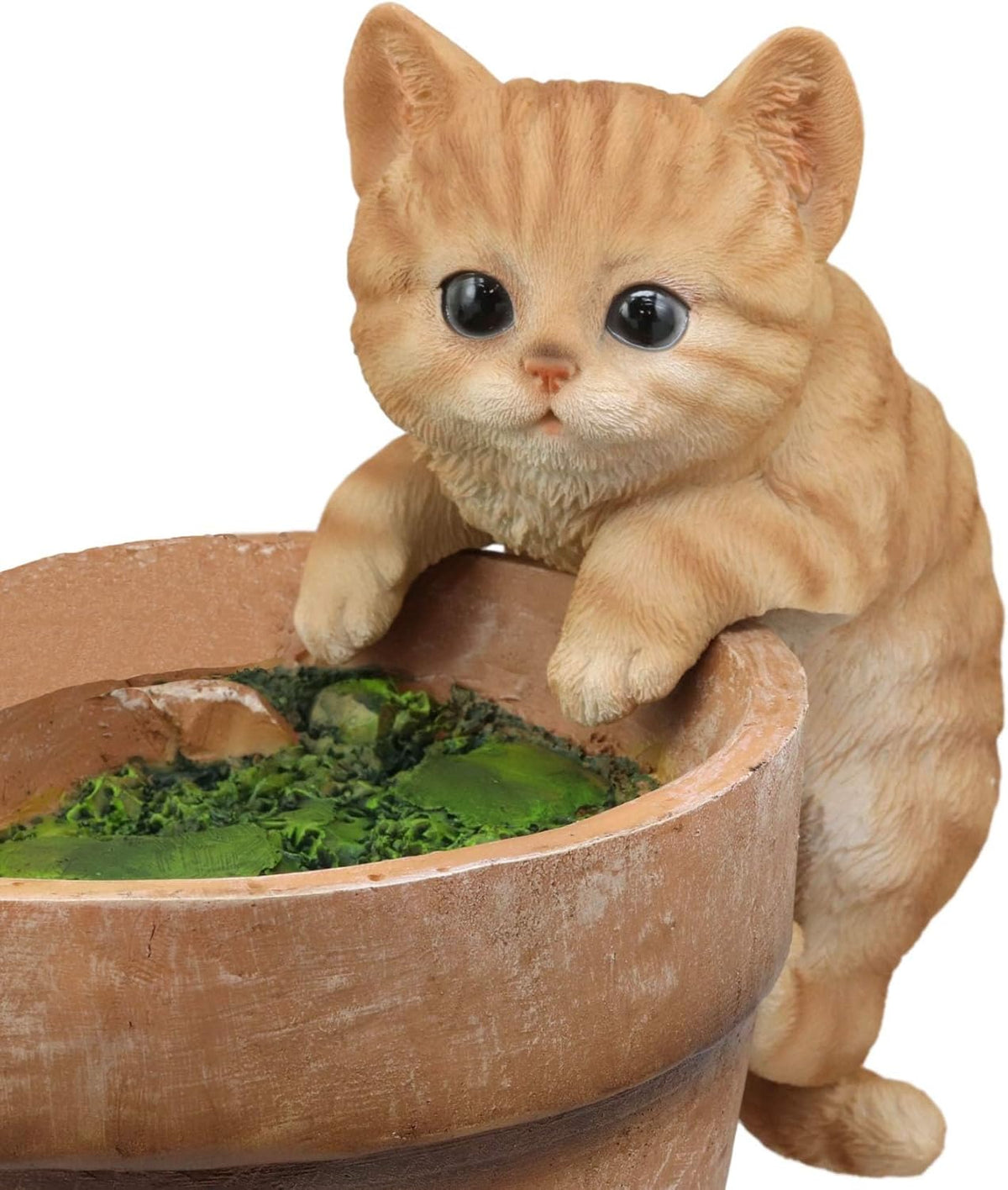 coolboy Hanging Cat Statue Garden Patio Decor,Lifelike Orange Tabby Cat Figurine Kittens Outdoor