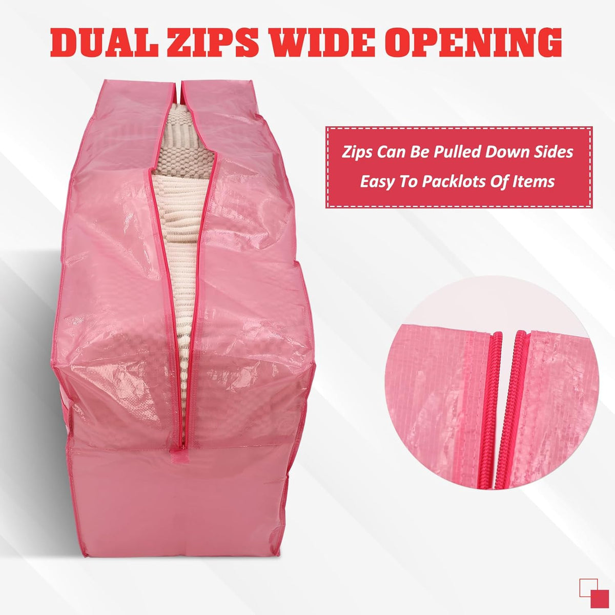 4 Pcs 66 Gallon Large Moving Bags with Zipper and Handles Foldable Storage Duffle Bags Heavy Duty