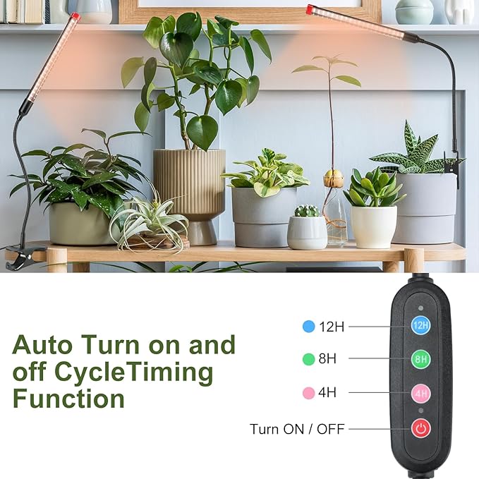 3-Pack Clip Grow Lights for Indoor Plants with Timer 4,8,12 Hr, 9W Power Home Plug, FECiDA 2025