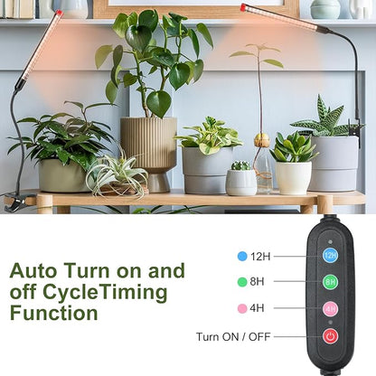 3-Pack Clip Grow Lights for Indoor Plants with Timer 4,8,12 Hr, 9W Power Home Plug, FECiDA 2025