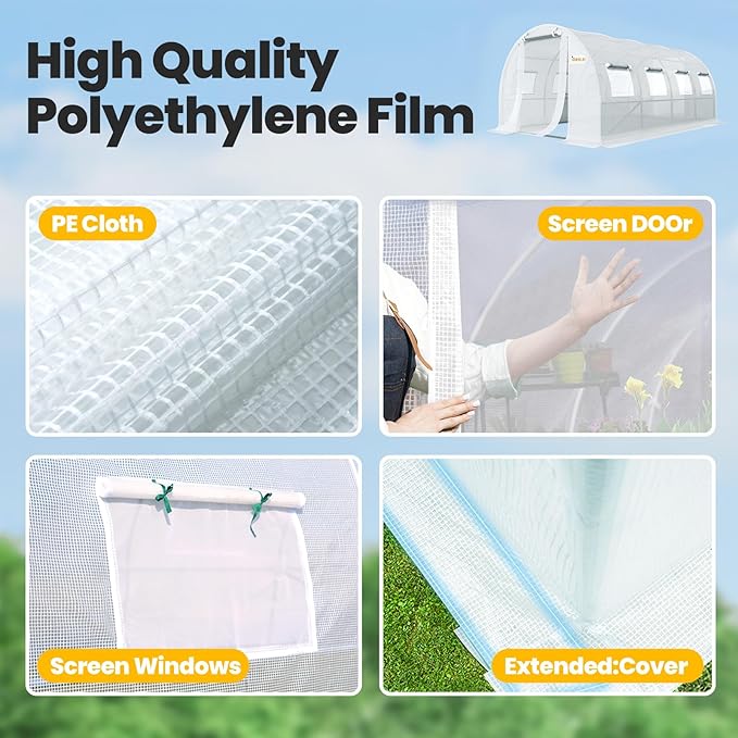 KING BIRD Premium 20x10x6.6FT Greenhouse for Outdoors, Large Walk-in Upgraded Galvanized Metal