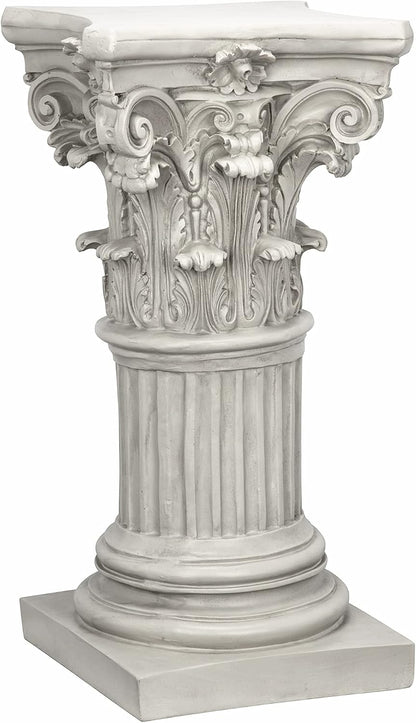 Design Toscano Corinthian Pedestal Column Plant Stand, Medium 29 Inch Tall, Cast Stone Resin