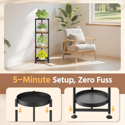 LASZOLA 4 Tier Black Plant Stand Indoor for Large Tall Heavy Duty Flower Planter, Metal Vertical