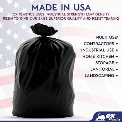 60 Gallon Trash Can Liners Bags - (100 Count) Capacity & 3mil Thick Extra Heavy Duty Strength