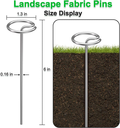 40 Pcs 6-Inch Heavy-Duty Galvanized Landscape Staples – Thickened 8 Gauge Circle Top Pins
