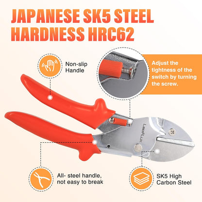 8" Professional Heavy Duty Anvil Pruning Shears with SK-5 Blades, Garden Shears for Dry Stems and