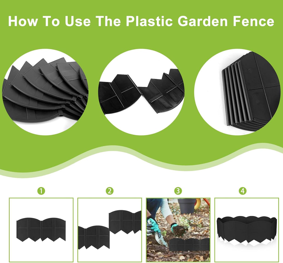 Vashly 40Ft Landscape Edging No Dig, 5.9In Garden Edging Border with 40Pcs Stakes, 40Pcs Plastic