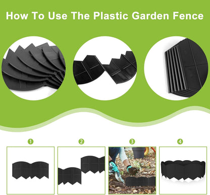 Vashly 40Ft Landscape Edging No Dig, 5.9In Garden Edging Border with 40Pcs Stakes, 40Pcs Plastic