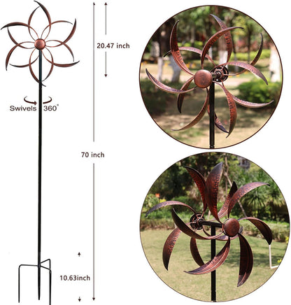 Wind Spinner Outdoor Copper Metal Garden Large Wind Spinners with Dual Kinetic Spinning Blades for