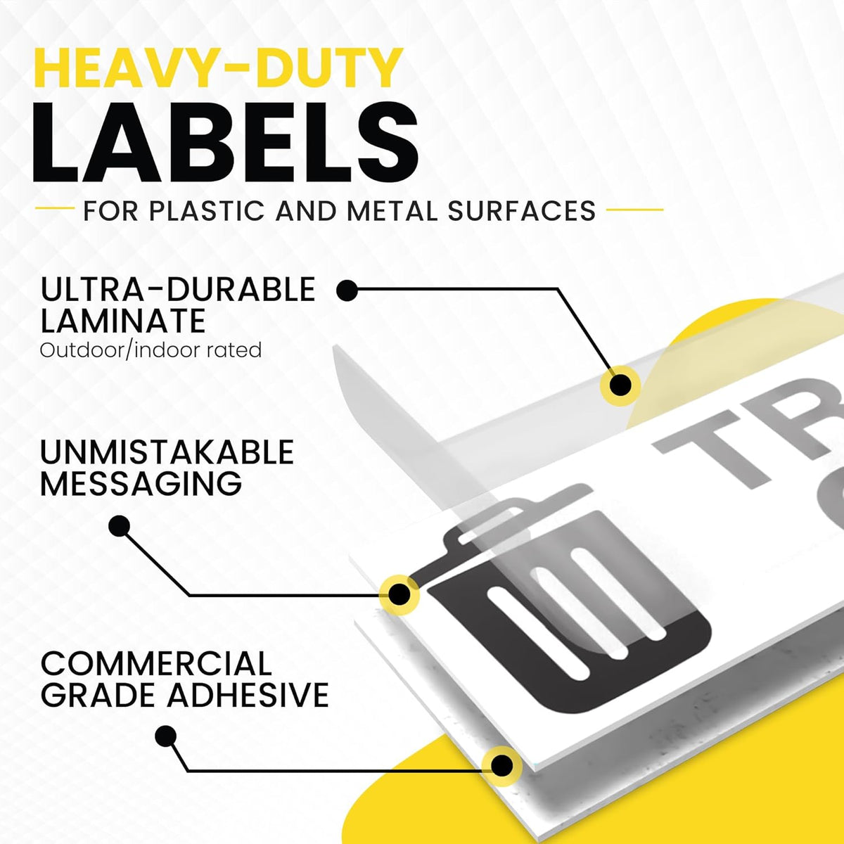 Trash Only Sticker for Trash Can, Garbage Can - 3-5 Year Indoor/Outdoor Rated - Heavy Duty, Weather