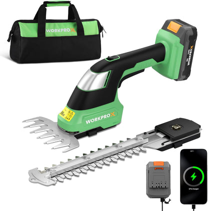 WORKPROX 20V Cordless Grass Shear & Shrubbery Trimmer - 2-in-1 Handheld Electric Grass Trimmer