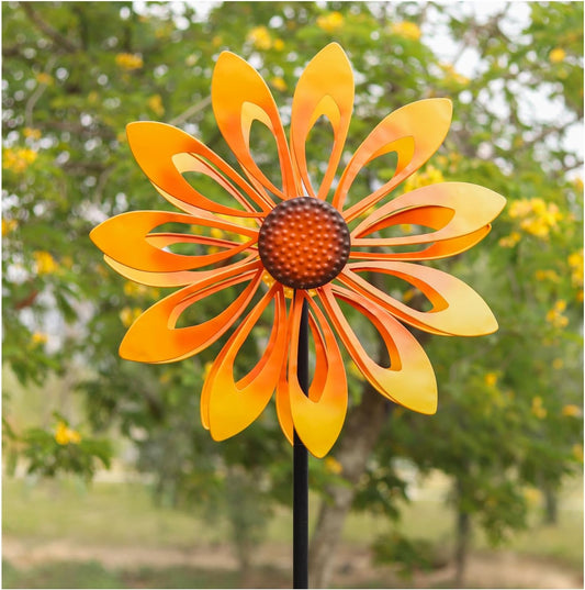 Sunflower Garden Wind Spinners - Kinetic Outdoor Metal Windmill Spinner, Lawn Patio Yard Decor